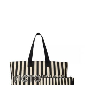 Victoria's Secret Striped Tote in Black and Cream
